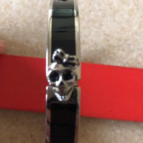 RARE David Sigal Happy Skull black enamel bangle bracelet - Picture 5 of 12